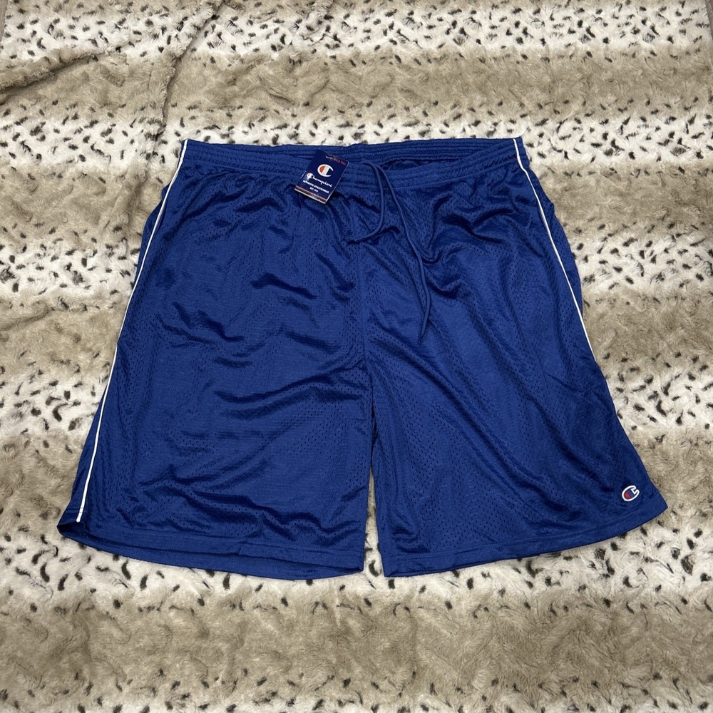 Champion Vintage Mesh Athletic Shorts‎ (Men's 3XL) Blue Basketball Gym Throwback